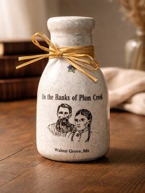 On the Banks of Plum Creek Souvenir Ceramic Bottle Walnut Grove MN
